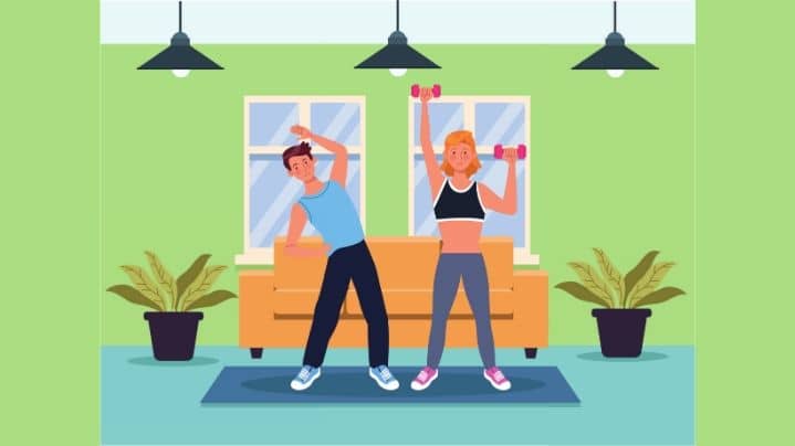 icon image couple working out at home