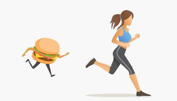 Exercise and weight loss hamburger chasing a runner losing weight