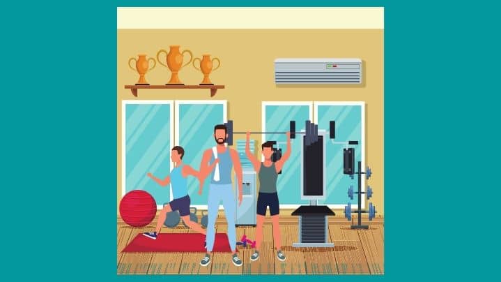 men working out in a gym