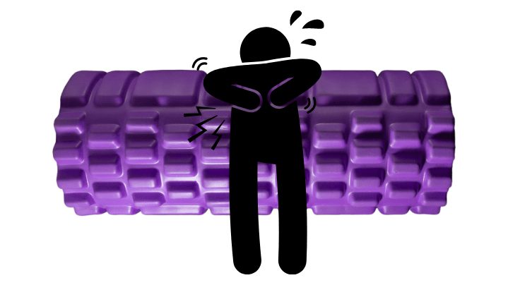 icon man with hurting muscles from a foam roller
