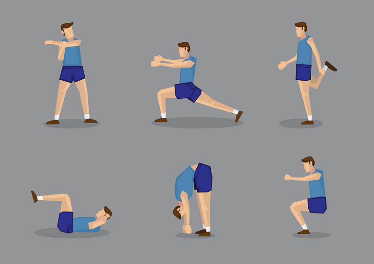 How To Warm Up For A Run infographic with 6 different exercises